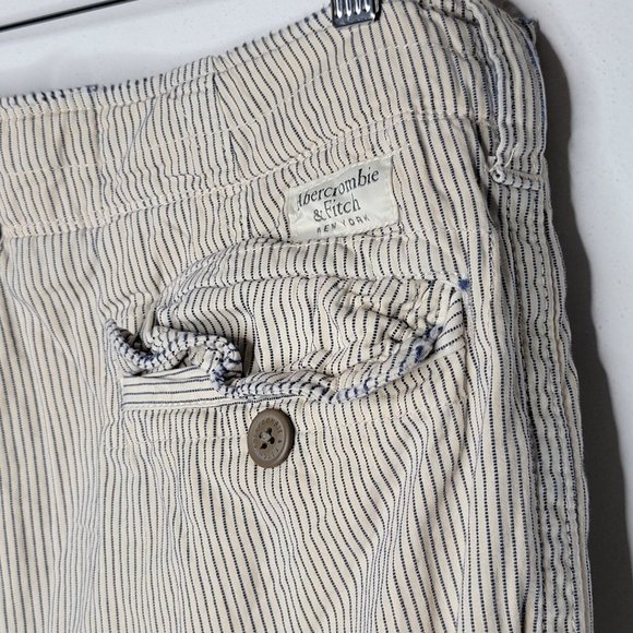 Abercrombie & Fitch 31 Beige / Blue Striped Bermuda Casual Shorts 10" Inseam - Picture 4 of 7